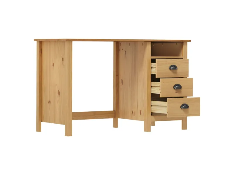 Bureau Hill avec 3 tiroirs 120x50x74 cm Pin solide