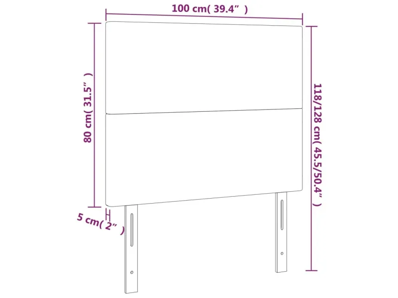 Tête de lit à LED Rose 100x5x118/128 cm Velours