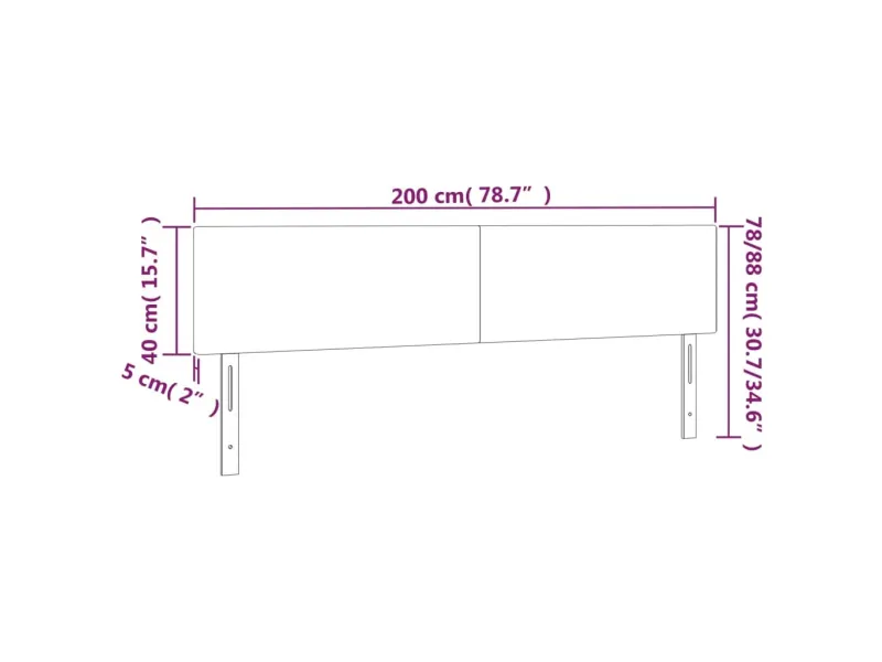 Tête de lit à LED Rose 200x5x78/88 cm Velours