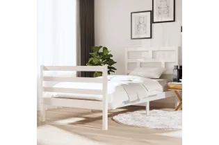 Lit Blanc Bois massif 90x190 cm Simple