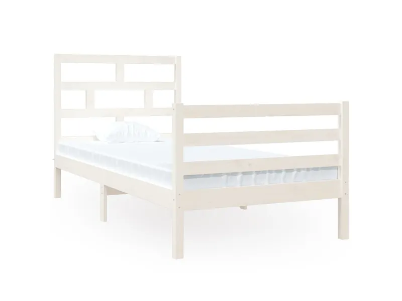 Lit Blanc Bois massif 90x190 cm Simple