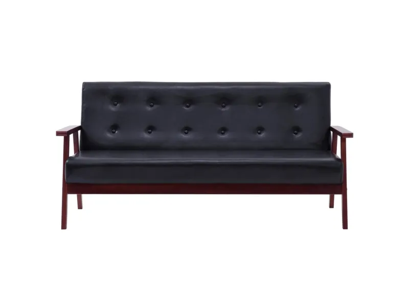 Canapé à 3 places Noir Similicuir