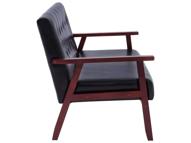 Canapé à 3 places Noir Similicuir