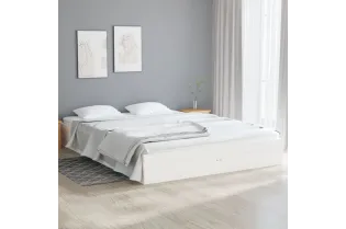 Lit blanc bois massif 120x190 cm petit double