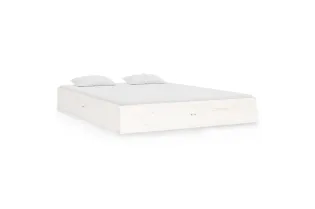 Lit blanc bois massif 120x190 cm petit double 2