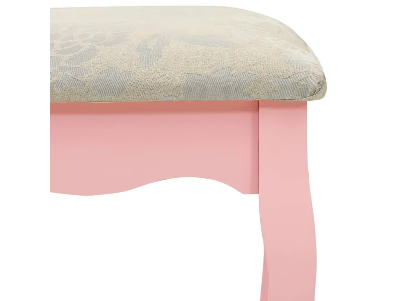 Coiffeuse avec tabouret et miroir pliable en 3 Rose