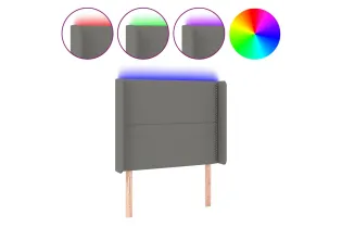 Tête de lit à LED Gris foncé 103x16x118/128 cm Tissu 2