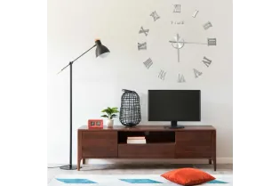 Horloge murale 3D Design moderne Argenté 100 cm XXL