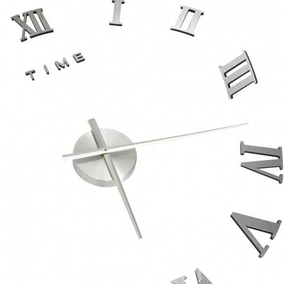 Horloge murale 3D Design moderne Argenté 100 cm XXL