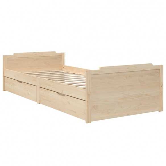 Lit avec tiroirs Bois de pin massif 90x200 cm