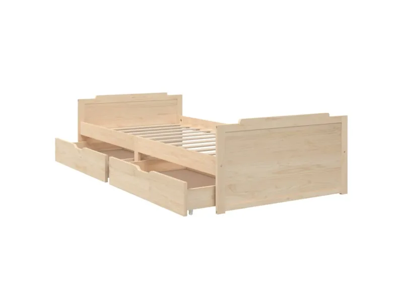 Lit avec tiroirs Bois de pin massif 90x200 cm