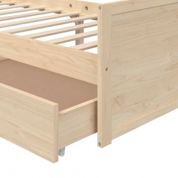 Lit avec tiroirs Bois de pin massif 90x200 cm