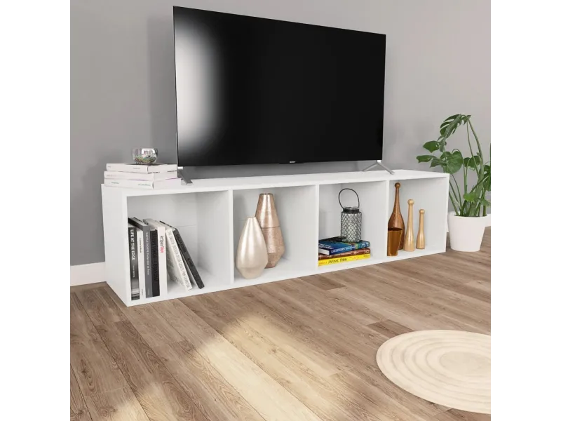 Bibliothèque/Meuble TV Blanc 36x30x143 cm 