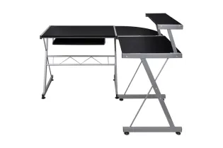 Bureau d'ordinateur d'angle Noir 132x112x99cm  2
