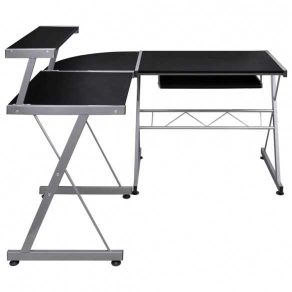 Bureau d'ordinateur d'angle Noir 132x112x99cm 