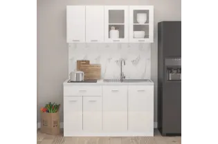 Ensemble de meubles de cuisine 4 pcs Blanc brillant Aggloméré