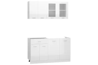Ensemble de meubles de cuisine 4 pcs Blanc brillant Aggloméré 2