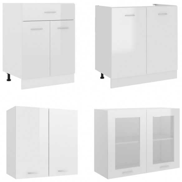 Ensemble de meubles de cuisine 4 pcs Blanc brillant Aggloméré