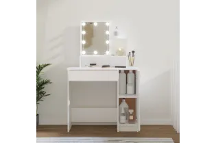 Coiffeuse avec LED Blanc 86,5x35x136 cm