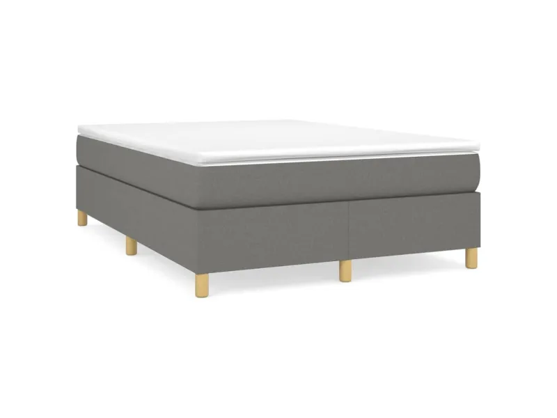 cadre de lit avec matelas Gris foncé 140x200cm Tissu