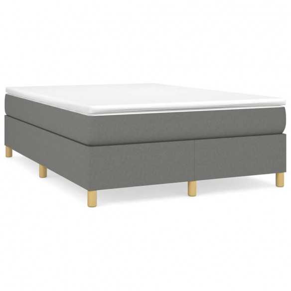 cadre de lit avec matelas Gris foncé 140x200cm Tissu