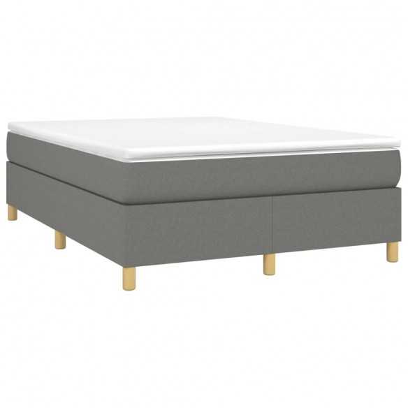 cadre de lit avec matelas Gris foncé 140x200cm Tissu