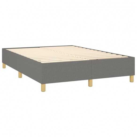cadre de lit avec matelas Gris foncé 140x200cm Tissu
