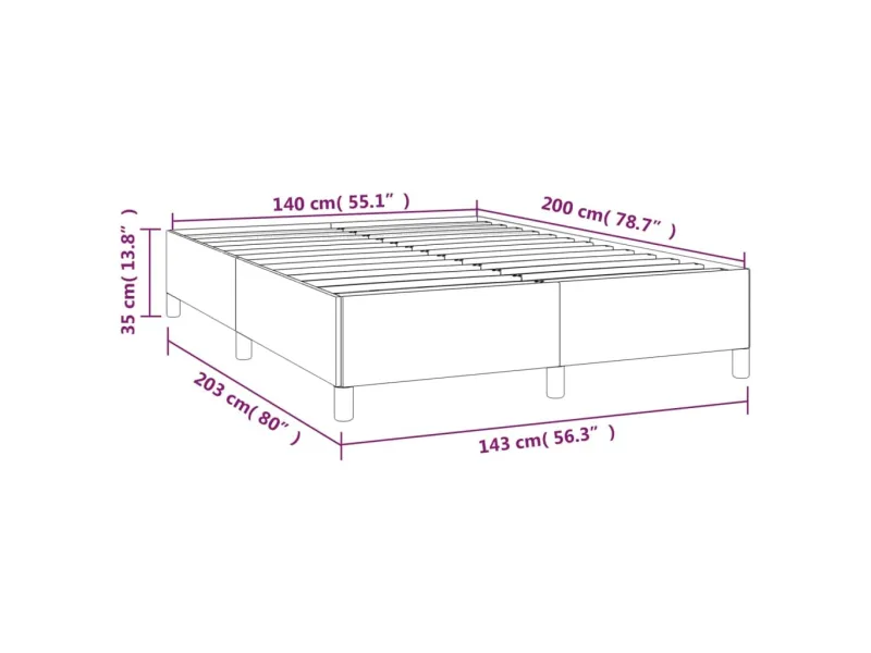 cadre de lit avec matelas Gris foncé 140x200cm Tissu