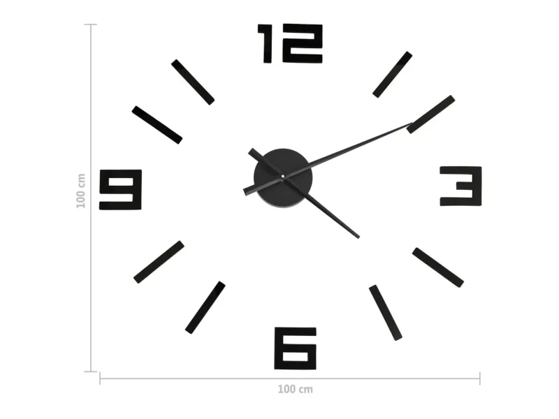 Horloge murale 3D Design moderne Noir 100 cm XXL