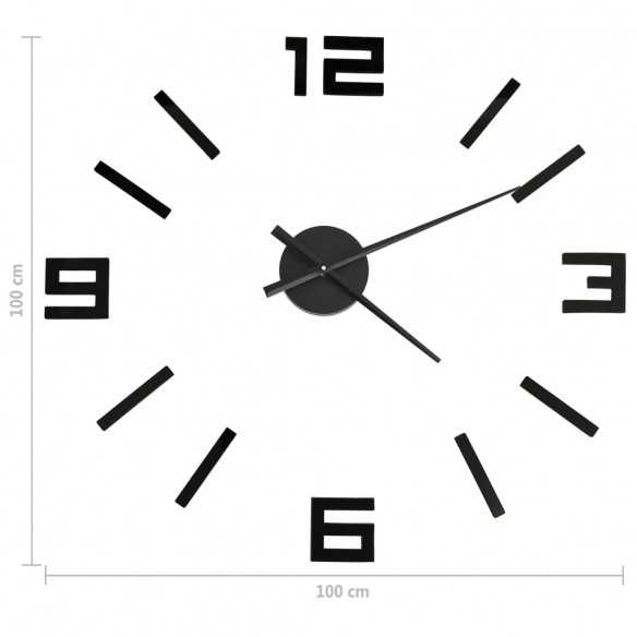 Horloge murale 3D Design moderne Noir 100 cm XXL