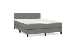 cadre de lit avec matelas Gris foncé 140x200cm Tissu 2