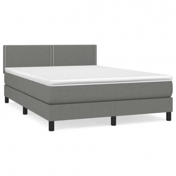 cadre de lit avec matelas Gris foncé 140x200cm Tissu