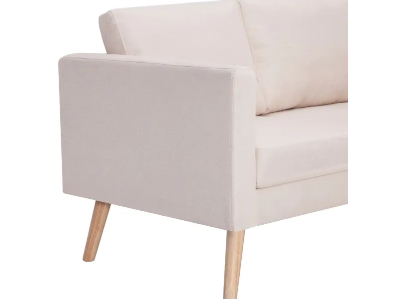 Canapé à 3 places Tissu Crème