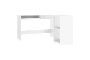 Bureau d'angle forme de L Blanc brillant 120x140x75cm Aggloméré 2