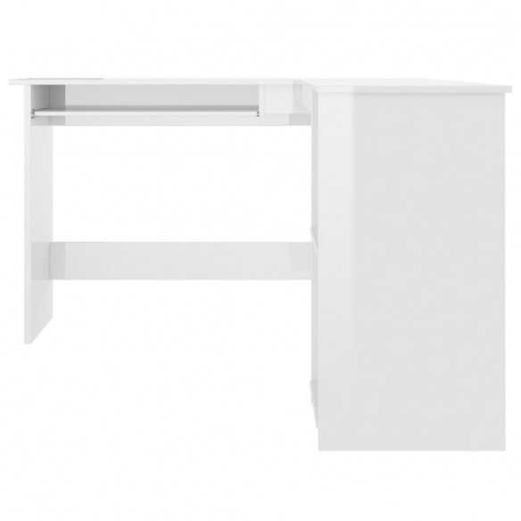 Bureau d'angle forme de L Blanc brillant 120x140x75cm Aggloméré