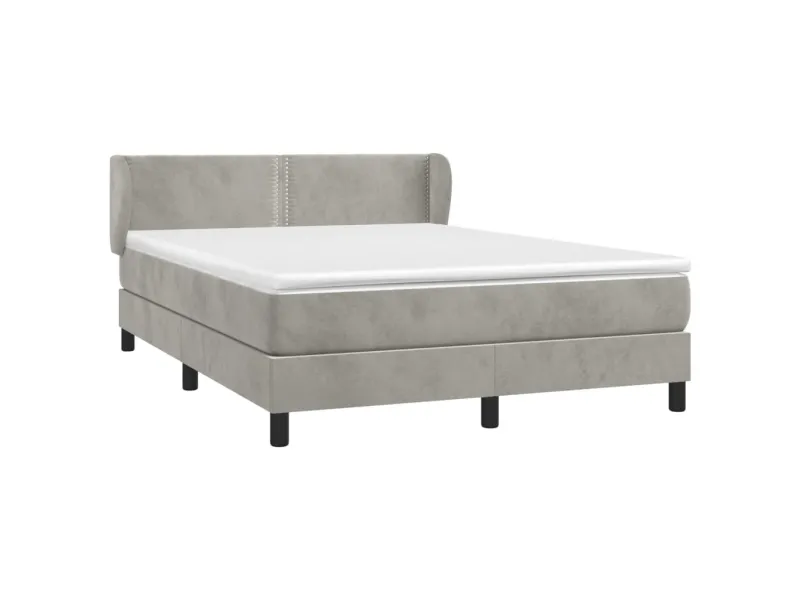 cadre de lit et matelas Gris clair 140x200cm Velours