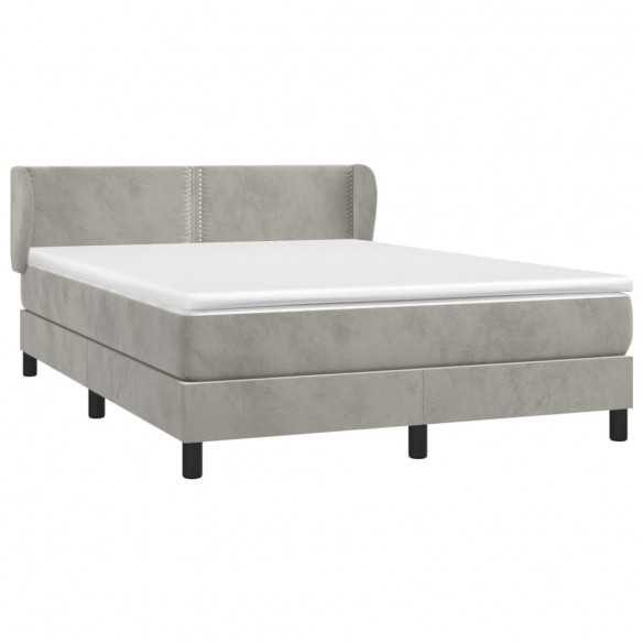 cadre de lit et matelas Gris clair 140x200cm Velours