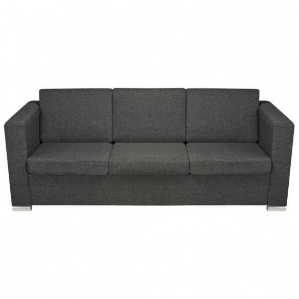 Canapé à 3 places Tissu Gris foncé