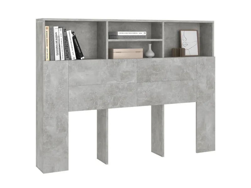 Armoire de tête de lit Gris béton 140x19x103,5 cm