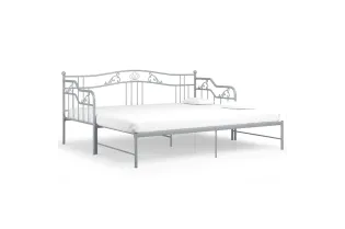 Cadre de canapé-lit extensible Gris Métal 90x200 cm 2