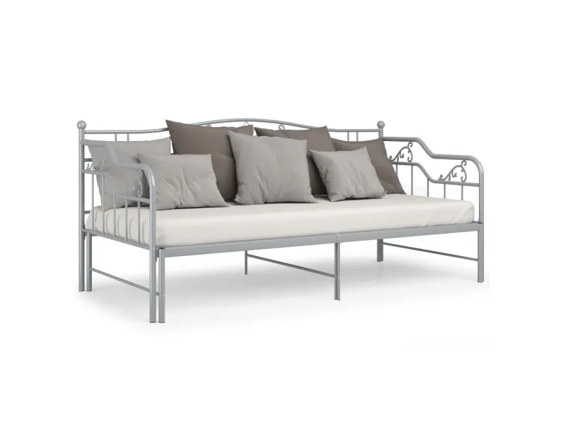 Cadre de canapé-lit extensible Gris Métal 90x200 cm