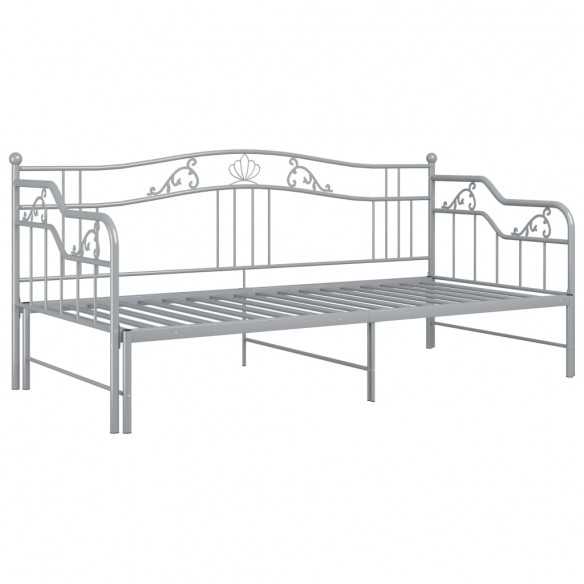 Cadre de canapé-lit extensible Gris Métal 90x200 cm