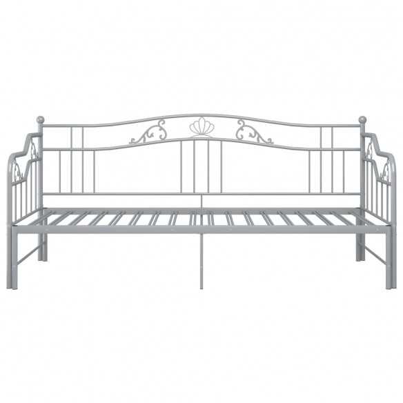 Cadre de canapé-lit extensible Gris Métal 90x200 cm