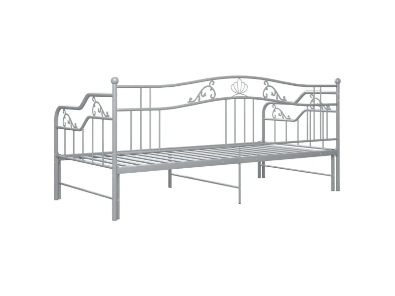 Cadre de canapé-lit extensible Gris Métal 90x200 cm