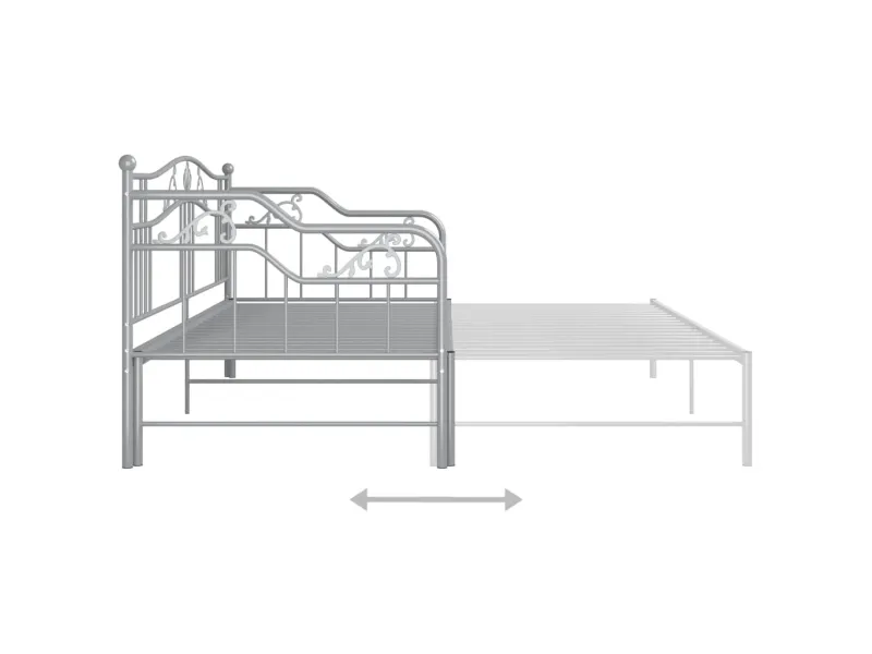 Cadre de canapé-lit extensible Gris Métal 90x200 cm