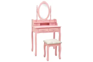 Ensemble de coiffeuse avec tabouret Rose 75x69x140 cm Paulownia
