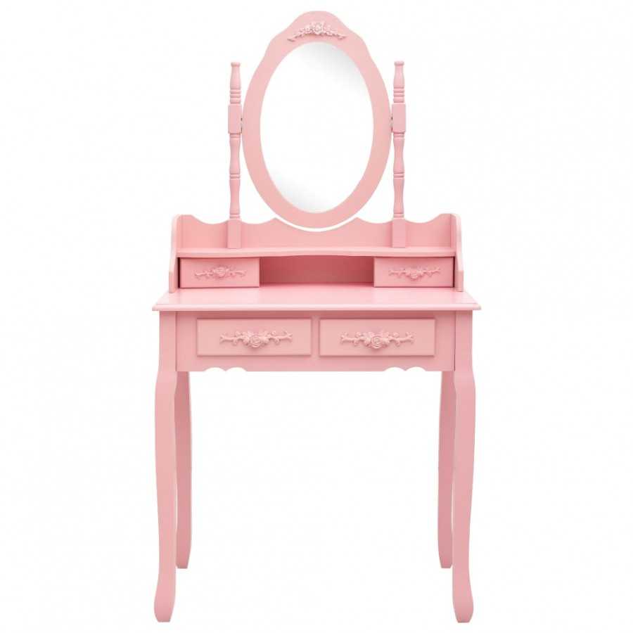 Ensemble de coiffeuse avec tabouret Rose 75x69x140 cm Paulownia