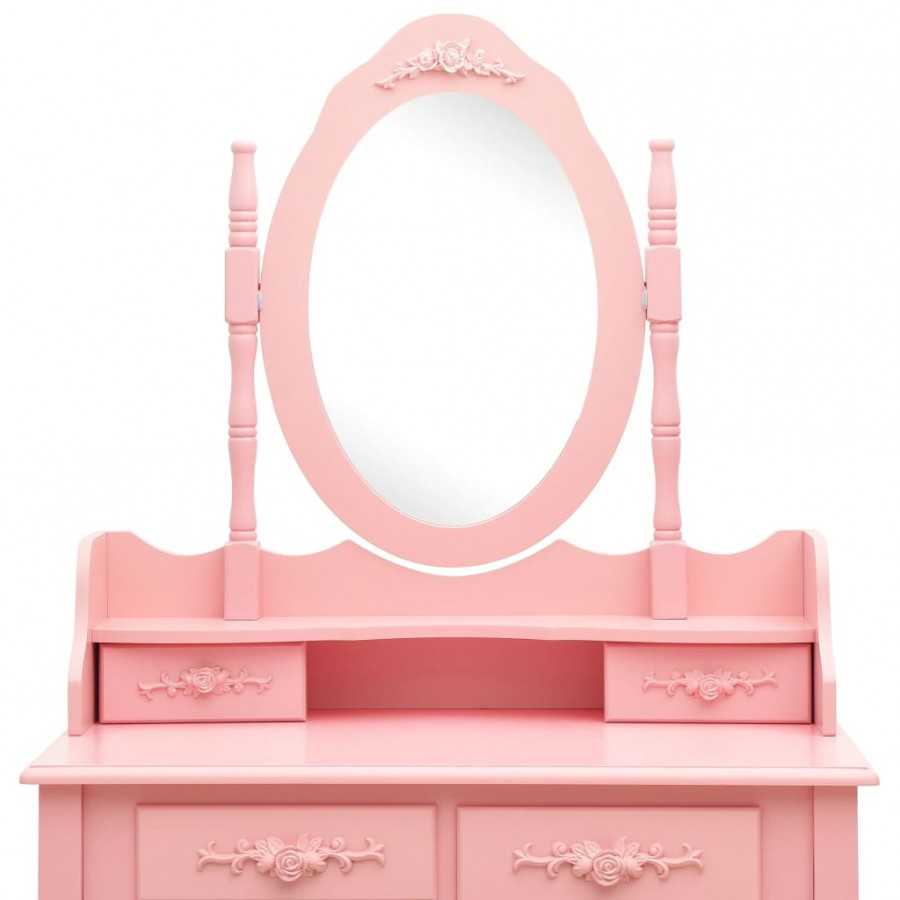 Ensemble de coiffeuse avec tabouret Rose 75x69x140 cm Paulownia