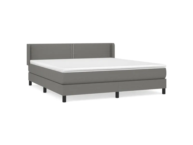 cadre de lit avec matelas Gris foncé 160x200cm Tissu