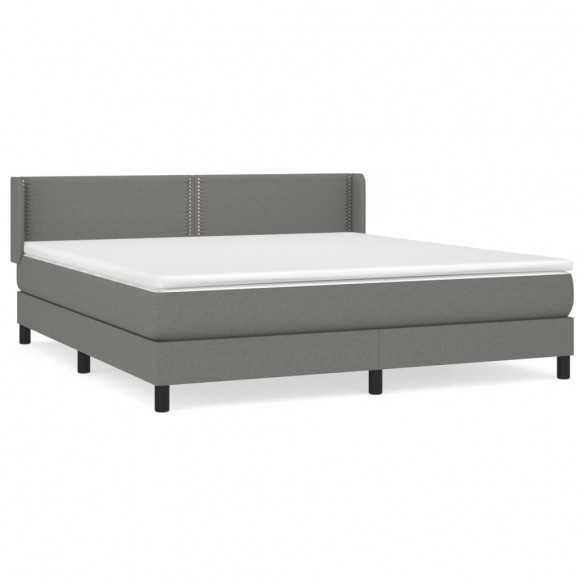 cadre de lit avec matelas Gris foncé 160x200cm Tissu